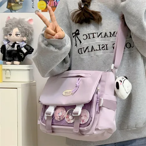 Preppy Stil Süße Mädchen Umhängetasche Japanische Ins Studenten Große Kapazität Messenger Bag Transparente Ita Bag