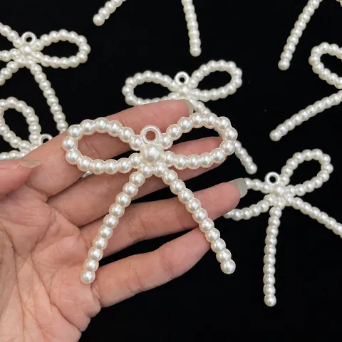 DIY Pearl Bow Bead Accessories Resin Plastic Bowknot Charms For Phone Chain Bracelet Jewelry Making