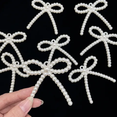 DIY Pearl Bow Bead Accessories Resin Plastic Bowknot Charms For Phone Chain Bracelet Jewelry Making