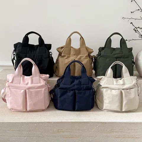 Damen Große Kapazität Nylon Tote Bag Casual Pendler Schulter Umhängetasche Studenten Handtasche Reisetasche