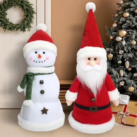 Cima del Árbol de Navidad Papá Noel Muñeco de Nieve Con Base de Resorte Peluche Ornamento Festivo Decoración Hogar Fiesta Juguete