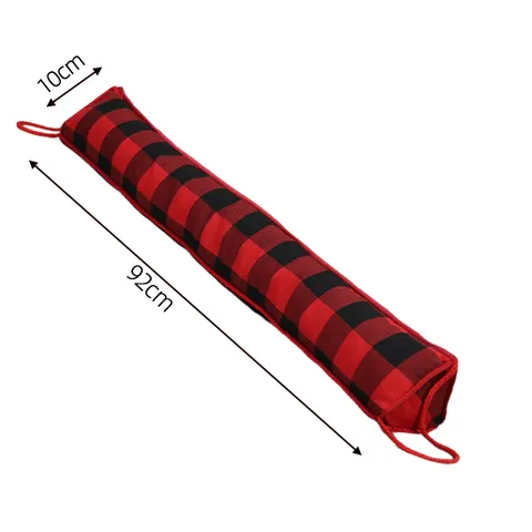 Christmas Classic Plaid Door Draft Stopper Polyester Windproof Dust Guard For Home Party Winter Gate Sealing Cushion Bottom Shield Decoration