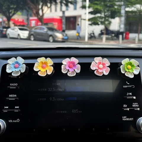Leuke Hars Bloemen Auto Dashboard Ornament Roterende Bloemblad Spinner Genezing Auto Interieur Decor Creatief Geschenk