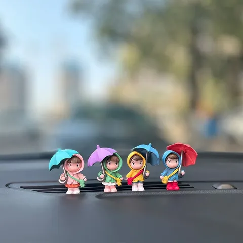 Leuke Tekenfilm Paraplu Meisje Auto Ornament Hars Figuur Dashboard Interieur Decoratie Genezende Karakter