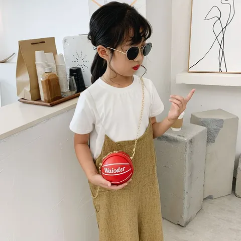 Kinder Mini Basketball PU Leder Umhängetasche Süße Cartoon Kette Handtasche Kinder Münzgeldbörse