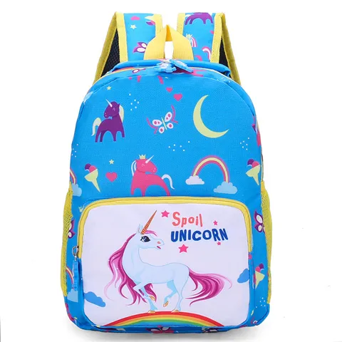 Kids School Backpack Waterproof Oxford Cloth Cartoon Unicorn Print Casual Bookbag Lightweight Daypack For Boys And Girls