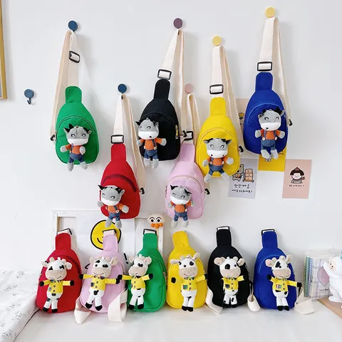 Bambini Carino Cartone Animato Piccola Mucca Tela Borsa a Tracolla Bambini Moda Mini Borsa Petto Bambino Messenger