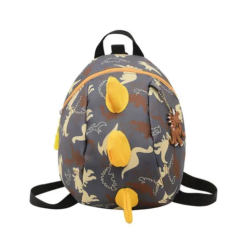 Kids Dinosaur Print Nylon School Backpack Lightweight Casual Travel Daypack With Anti Lost Leash
