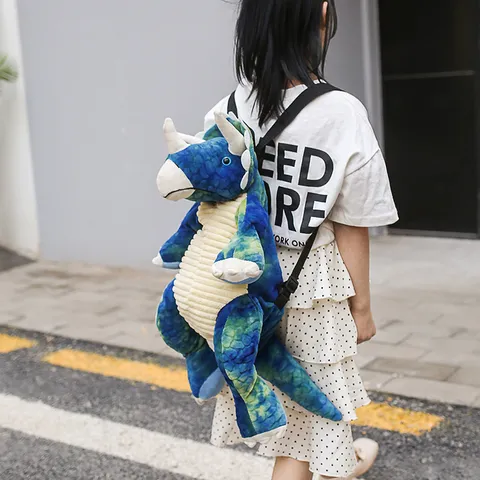 Cute Dinosaur Plush Backpack Cartoon Animal School Bag Soft Casual Daypack For Kids And Women Travel Daily Use