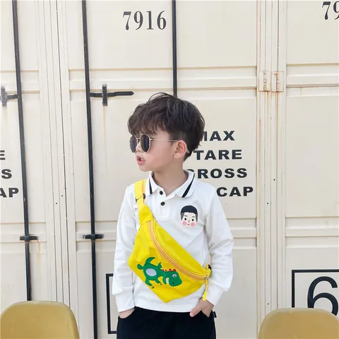Kids Cute Dinosaur Embroidery Nylon Waist Bag Casual Crossbody Bag Boys Girls Fashion Fanny Pack Kids Chest Bag