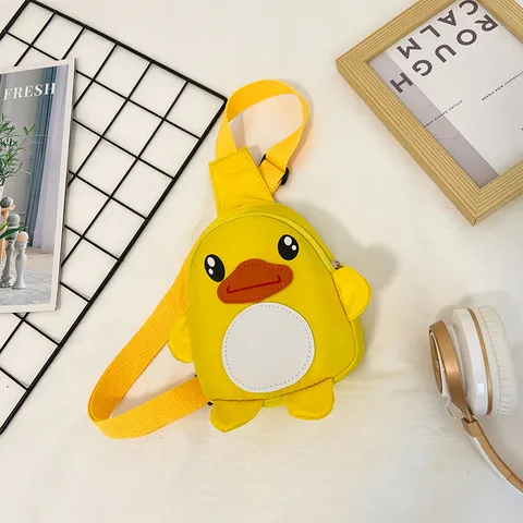 Kids Cute Cartoon Duck Chest Bag Nylon Casual Crossbody Bag Children Daily Travel Outdoor Shoulder Bag