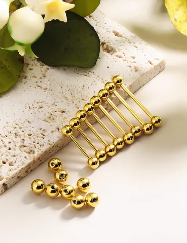 Stainless Steel Barbell Tongue Ring Nipple Ring Straight Bar Piercing Jewelry 14G 16G Black Gold Silver Stud Earrings For Men Women Body Jewelry