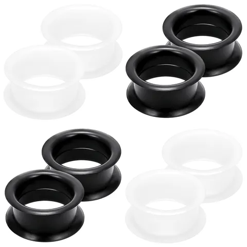 Gothic Silicone Double Flared Ear Gauges Stretching Kit For Men Women Black White Ear Tunnels Expanders Body Jewelry