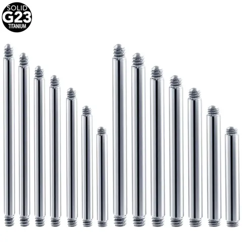 Barra Dritta in Titanio G23 Ricambio Industrial Barbell Filettatura Esterna ASTM F136 Accessorio Piercing Corpo Barra Lucida per Lingua Orecchio
