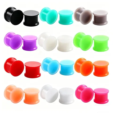 Dilatadores de Oreja de Silicona Flexibles Double Flare Multicolor Flesh Tunnels Gótico Unisex Joyería para Piercing de Oreja Spacers