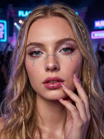 Pegatinas de Strass para Cara Estrella Corazón Falsos Piercings para Labio Medusa Nariz Cejas Joyas de Cuerpo de Acrílico Acero Inoxidable