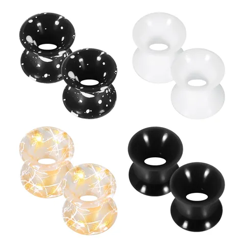 Flexible Silicone 316L Stainless Steel Ear Gauges Plugs Double Flared Stretching Kit Gothic Ear Piercing Jewelry For Men Women
