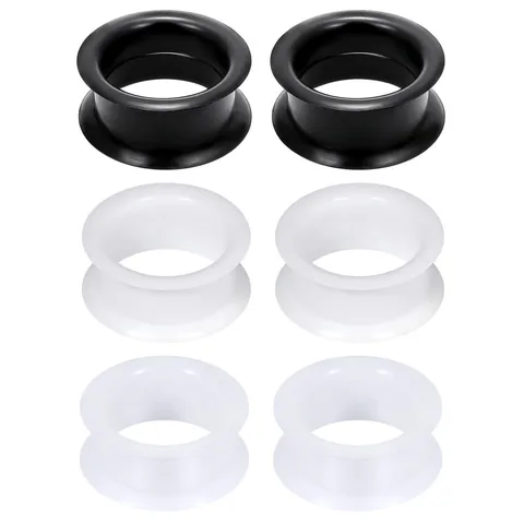 Silicone Double Flare Ear Gauges Tunnels Ear Stretching Kit Gothic Body Jewelry Soft Flexible Ear Plugs Expanders For Unisex