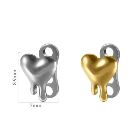 G23 Titanium Melted Heart Dermal Anchor Top Liquid Metal Heart Microdermal Piercing Jewelry For Women Men Body Piercing Accessories