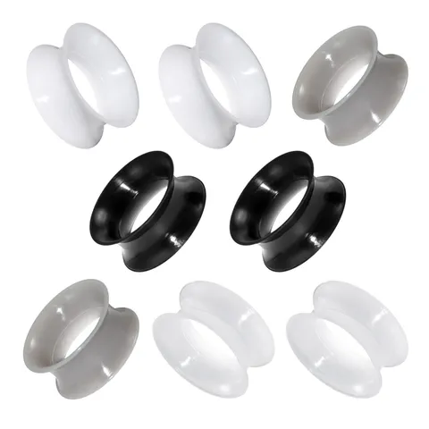 Flexible Silicone Ear Tunnels Plugs Double Flare Ear Gauges Stretching Kit Gothic Body Piercing Jewelry For Men Women