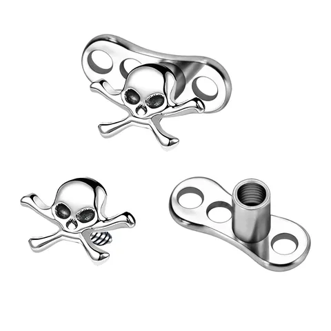 G23 Titanium Microdermal Piercing Jewelry Skull Cross Anchor Piercing Stud Surgical Steel Body Jewelry Unisex Punk Gothic Anchor Top Base