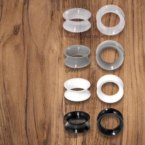 Flexible Silicone Ear Tunnels Plugs Double Flare Ear Gauges Stretching Kit Gothic Body Piercing Jewelry For Men Women