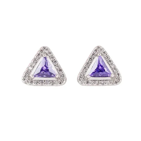 Orecchini a Bottone a Triangolo Geometrico in Zirconia per Donna Gioielli in Rame Minimalista Eleganti Orecchini Geometrici