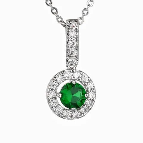 Elegante Halsketting Met Ronde Schijfhanger Van Koperlegering Zirconia Voor Dames Mode Halo Sieraden Accessoire Cadeau