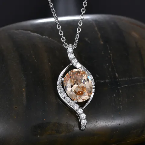 Eleganter S-Förmiger Anhänger Halskette Mit AAA Zirkonia Kupfer Platinierte Geometrische Stromlinienförmige Anhänger Für Damen Schmuck