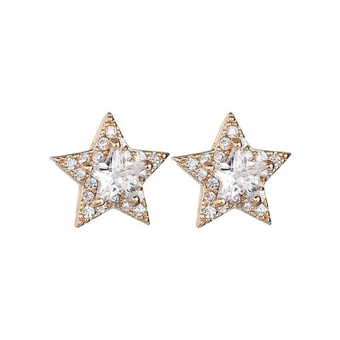 AAA Zirconia Ster Oorknopjes S925 Sterling Zilver Stift Koper Verguld Vijfpuntige Ster Oorbellen Voor Vrouwen Trendy Sieraden Cadeau