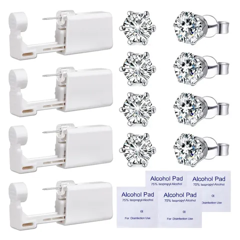 Disposable Ear Piercing Tool Kit With Zirconia Stud Earrings Stainless Steel Piercing Gun Set For Safe Ear Piercing Women Men Jewelry Accessory