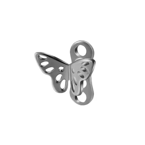 Solid G23 Titanium Hollow Butterfly Micro Dermal Piercing Top Internal Thread Surgical Steel Base Body Jewelry For Unisex