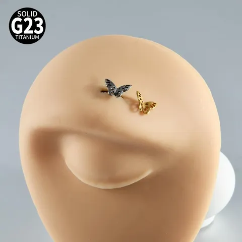 Solid G23 Titanium Hollow Butterfly Micro Dermal Piercing Top Internal Thread Surgical Steel Base Body Jewelry For Unisex