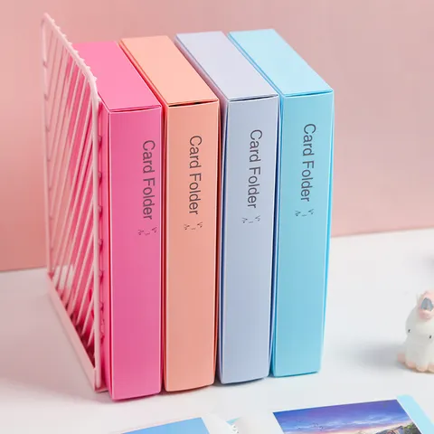 Solid Color Business Card Holder Large Capacity Card Book Ticket Storage Book Card Slots Office Stationery Organizer