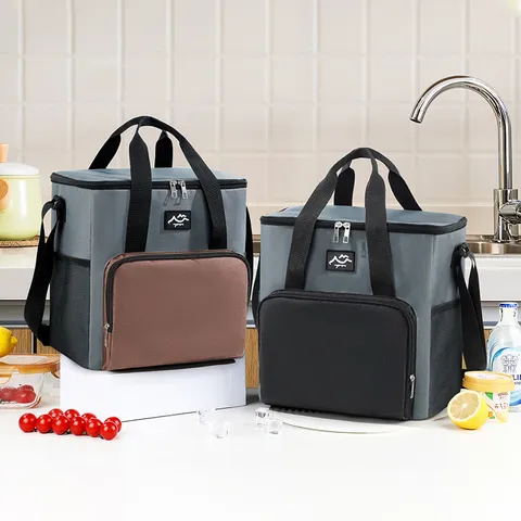 Large Capacity Portable Picnic Bag Waterproof Oxford Cloth Thermal Insulation Cooler Bag Outdoor Camping Travel Lunch Bag