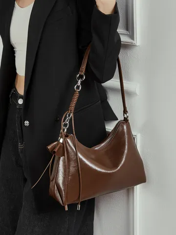 Donne Vera Pelle Borsa a Tracolla Borsa Hobo Sotto Braccio Grande Capacità Borsa Commuter Casual alla Moda