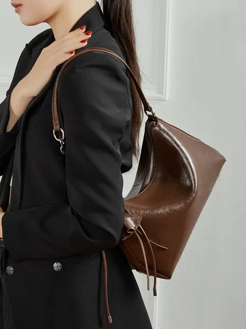 Donne Vera Pelle Borsa a Tracolla Borsa Hobo Sotto Braccio Grande Capacità Borsa Commuter Casual alla Moda