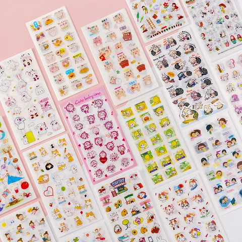 Korean Creative Cartoon Stickers Cute Animal Character Decorative Stickers For Student Journal DIY Scrapbook Craft Supplies