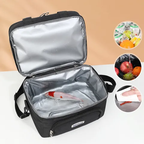 Dubbellaagse Geïsoleerde Lunchtas Waterdichte Oxford Stof Thermische Koeltas Picnic Voedsel Opslag Organizer Voor Werk Reizen