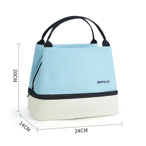 Multifunctionele Geïsoleerde Lunchtas Waterdichte Oxford Stof Draagbare Thermische Bento Tas Kleurenblok Koeltas Voor Vrouwen Werk