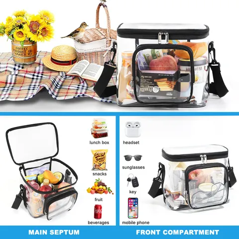 Sac Bandoulière Transparent en PVC Grande Capacité Imperméable Sac de Voyage Cosmétique Trousse de Toilette