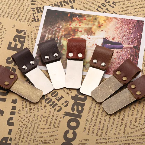 Vintage Metal Pen Clip Leather Loop Holder For Notebook Journal Planner Stationery Office School Supplies Bronze