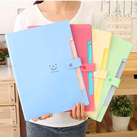 Dossier Extensible A4 Organisateur de Documents Accordéon Plastique Mignon Visage Souriant Sac de Classement Fournitures de Bureau et d'École