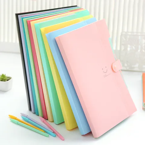Dossier Extensible A4 Organisateur de Documents Accordéon Plastique Mignon Visage Souriant Sac de Classement Fournitures de Bureau et d'École