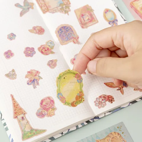 Vintage Bronzing Decorative Stickers Aesthetic Dreamy Fairytale Princess Scrapbook DIY Craft Stationery Materials