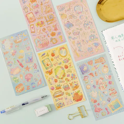 Vintage Bronzing Decorative Stickers Aesthetic Dreamy Fairytale Princess Scrapbook DIY Craft Stationery Materials