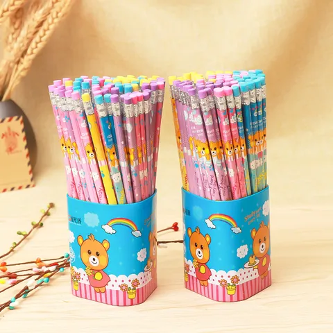 Wooden HB Pencils Set Triangular And Hexagonal Student Writing Drawing Art School Stationery Supplies