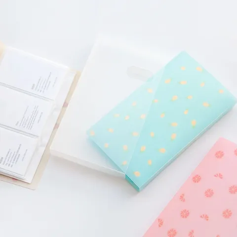 Cute Cartoon Card Holder PP Plastic Business Name Card Book Lomo Photo Storage Organizer Fruit Pattern Cute Stationery