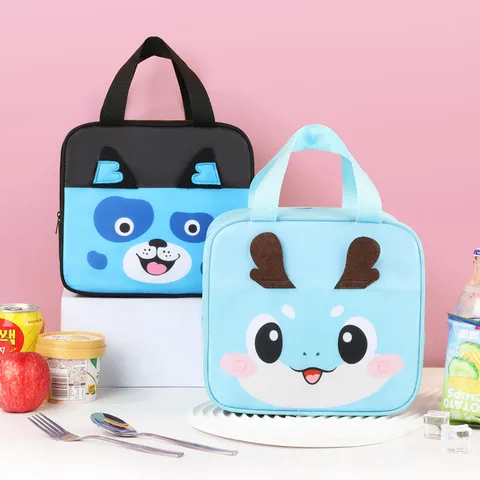 Cute Cartoon Insulated Lunch Bag Waterproof Oxford Cloth Portable Thermal Food Picnic Box For Students Office Workers