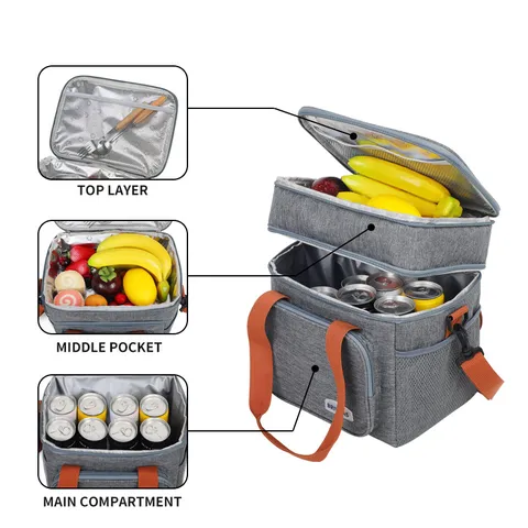 Grote Capaciteit Thermische Lunchtas Oxford Doek Geïsoleerde Koeltas Draagbare Picknick Bento Pouch Voor Outdoor Reizen
